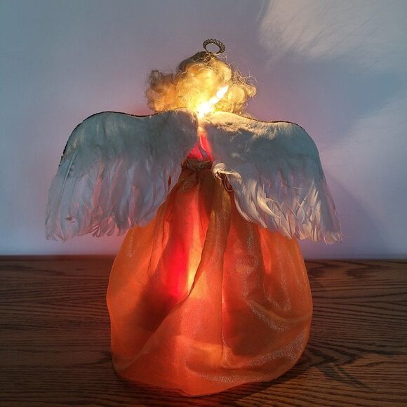 Paradise Galleries Vintage Light Up Porcelain Angel Tree Topper or Shelf Sitter - Picture 8 of 16